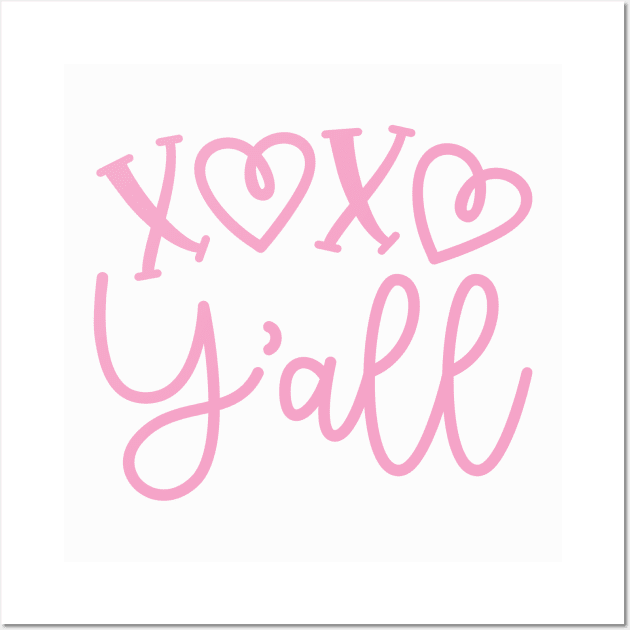 XOXO Y'all Hugs and Kisses Valentines Day Cute Wall Art by GlimmerDesigns